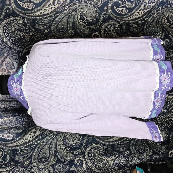 🦄 NWT Storybook Knits Lavender Unicorn Embroidered Beaded Cardigan Grandmacore - Picture 7 of 11